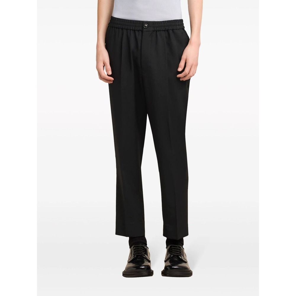 AMI Paris Black Virgin Wool Carrot Fit Trousers Men's FR42 (Large) Cropped Pants